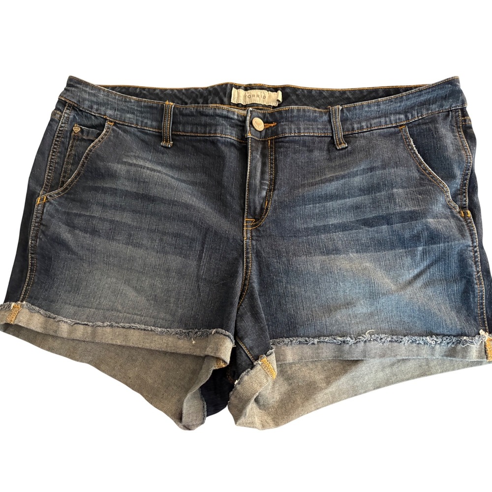 Torrid Dark Wash Cuffed Denim Shorts Plus Size 22 Raw Hem Five Pocket